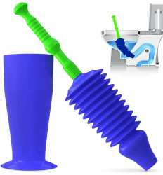 Luigi's Pömpel Pümpel - Saugglocke mit Doppelter Druckkraft für Maximale Leistung - Speziell für Toiletten mit Schwachem Abfluss Blauer Toilettenstöpsel