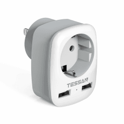TESSAN Reiseadapter USA, Adapter USA Deutschland Stecker mit 2 USB, Steckdosenadapter USA, Reisestecker USA, Stromadapter USA, USA Adapter Steckdose für Amerika Kanada Thailand Mexiko, Adapter Typ B EU to US