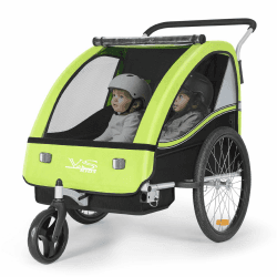 Tiggo VS 2 in 1 Kinderanhänger Fahrradanhänger Anhänger mit Buggy Set Jogger 50202 Grün-Lemon