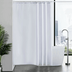Furlinic Duschvorhang 180x200, in Badezimmer Vorhang für Badewanne und Dusche,Textile Vorhänge aus Stoff Wasserdicht und Anti-schimmel, Duschvorhänge Waschbar, mit 12 Duschvorhangringe Weiß. H200 x B180 cm (1er Pack) Weiß
