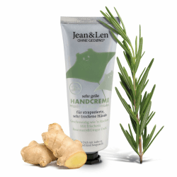 Jean & Len Sehr geile Handcreme Rosemary & Ginger, mit Urea, Handpflege für trockene und rissige Hände, spendet Feuchtigkeit und pflegt intensiv, ohne Parabene und Silikone, Tube, 75 ml 75 ml (1er Pack) Rosemary/Ginger