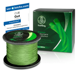Frambay Geflochtene Angelschnur mit starker 4-Fach Flechtung I Angelschnur geflochten und flexibel I Fishing Line, Angelsehne, Angel Schnur - 500m & 150m Grün 150M - 0,14mm - 9KG