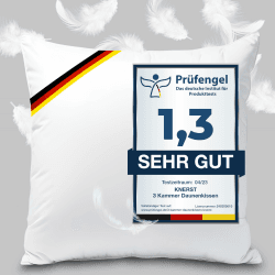 KNERST® 2er Set Daunenkissen 80x80 Federkissen mit 3 Kammer Füllung - Kissen 80x80 für luxuriöse Schlafqualität - Made in Germany Kopfkissen 80x80 Daunen Kissen 100% Natur für Entspannung 2x 80x80 cm