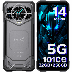 DOOGEE S200 Android 14 Outdoor Handy 5G, 32GB+256GB Outdoor Smartphone, 120Hz 6.72” FHD+ 1.32" AMOLED Heckdisplay, 10100mAh Baustellenhandy, 100MP+20MP Nachtsicht Kamera, Fingerabdruck/Dual 5G/NFC/OTG Grau (S200)
