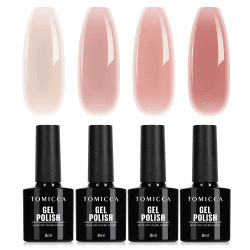 TOMICCA UV Nagellack Rosa Set, 4 Farben Gel Nagellack Für UV Lampe Soak-Off UV/LED Pink Serie, für Nagelstudio DIY Home, 8ML Transluzentes Rosa