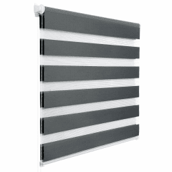WOLTU Doppelrollo Klemmfix ohne Bohren Dunkelgrau B75 x H150 cm, Duo Rollo Zebrarollo Fensterrollo Klemmrollo Seitenzugrollo Easyfix lichtdurchlässig & verdunkelnd Rollos für Fenster und Tür B75 x H150 cm Dunkelgrau