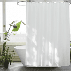 EurCross Überlänge Duschvorhang 220 Länge Weiß Wasserdicht Waschbar Dusch Vorhang, Textil Stoff Badvorhang Anti-Schimmel Antibakteriell 180x220 cm mit 12 Ringen Weiß 180 x 220 cm
