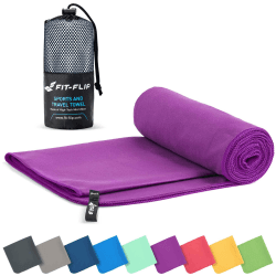 Fit-Flip Mikrofaser Handtuch - kompakte Microfaser Handtücher - ideal als Sporthandtuch, Reisehandtuch, Strandtuch - schnelltrocknend und leicht - Badetuch groß - Sport, Fitness, Sauna Violett 40x80cm - 1 Stück