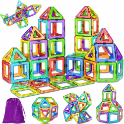 COOLJOY Magnetische Bausteine, Magnetspiel Montessori Spielzeug ab 2 Jahre, Magnetbausteine Magnete Kinder ab 3 4 5 6 7 Jahren für Jungen und Mädchen Pädagogisches Geschenk B-mehrfarbig