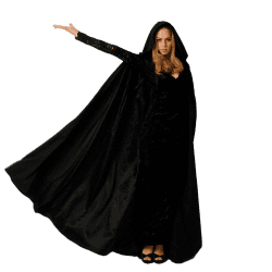 Buen Don Halloween Kostüm, Glänzender Samt Umhang für Herren und Damen, Fünf Größen, Perfekt für Halloween, Karneval und Partys, Kindergrößen erhältlich (XL,Schwarz) XL Schwarz