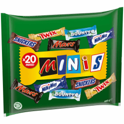 Mixed Minis Beutel, Mars, Snickers, Bounty, Twix, Milky Way & mehr, (1 x 400g) Schokolade 400 g (1er Pack)