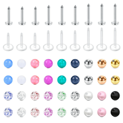Longita 16G 6-10MM Stab Piercing Lippe Chirurgenstahl & Acryl Ersatzkugeln Piercing Kugel für Helix Tragus Piercing Ohrstecker Labret Lippenpiercing Ohrpiercing Conch Piercing für Damen 16g Style A