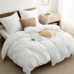 BEDSURE Bettwäsche 135x200 4teilig Weiß - Bettwäsche Weiß 2 Bettbezüge 135x200 cm + 2 Kissenbezüge 80X80 cm, ÖKO-TEX Bettwäsche-Sets Polyester Mikrofaser mit Reißverschluss 04 - Weiß 135 x 200 cm 4 teilig