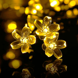 Qedertek Solar Lichterkette Aussen 7M 50 LED Blumen Lichterkette Außen Solar Wasserdicht IP65, 8 Modi Solarlichterkette für Garten, Terrasse, Balkon, Bäume, Hochzeiten, Party Deko (Warmweiß) 50 LED - Warmweiß