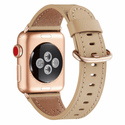 WFEAGL Kompatibel für Apple Watch Armband 40mm 41mm 38mm 44mm 45mm 49mm 42mm 46mm,Lederband Ersatzband für Herren Damen Kompatibel für iWatch Series 9/8/7/6/5/4/3/2/1,SE(Rosé Gold) 38mm 40mm Kamel/RoséGold
