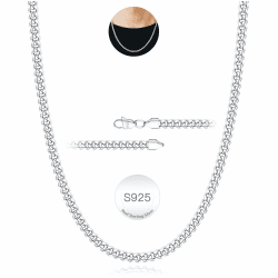 Rajputana S925 Sterling Silber 3mm/5mm Dicke Kubanische Kette für Männer Robuste Herren Silber Gold Kette Hypoallergene Kandare Kette Halskette Schmuck für Männer 18/20/22/24 Zoll 16Zoll(41cm) 5mm-Silber
