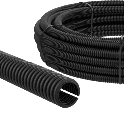 AUPROTEC Wellrohr geschlitzt 2 bis 50m / Leerrohr geschlitzt/Wellrohr UV beständig/Kabelschutzschlauch/Kabelschlauch schwarz - Innendurchmesser 14 mm, Länge 25 m diámetro 14 mm interior 25m Meter