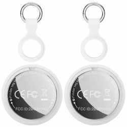 Smart Tag - Air Tracker Tag 2er Pack Kompatibel mit Apple Wo ist? (iOS NUR) mit Schutzhülle, Wasserdichter Bluetooth-Schlüsselfinder, Gegenstandssucher für Geldbörse, Gepäck, Austauschbare Batterie 2 Pack Weiß