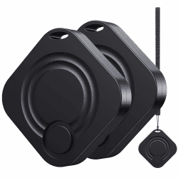 Smart Tag - Air Tracker Tag 2er Pack Kompatibel mit Apple Wo ist? APP(iOS 14.5+ NUR), Wasserdichter Bluetooth-Schlüsselfinder, Gegenstandssucher für Geldbörse, Gepäck, Austauschbare Batterie, Schwarz 2 Pack Schwarz