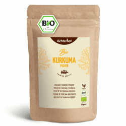 Kurkuma Pulver Bio 500g | fein gemahlene Kurkumawurzel in Bio-Qualität | Ideal zur Zubereitung einer Goldenen Milch, als Zugabe in Tee, asiatischen Gerichten, würzigen Suppen & Co | vom Achterhof 500 g (1er Pack)