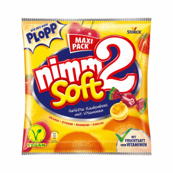 nimm2 Soft – 1 x 345g Maxi Pack – Gefüllte Kaubonbons in vier Sorten mit Fruchtsaft und Vitaminen Frucht 1 x 345g