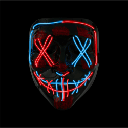 Halloween Maske Purge LED - Kostümmaske steuerbar für Halloween, Fasching & Karneval als Kostüm & Verleidung für Herren & Damen (Farbauswahl) Blau/Rot
