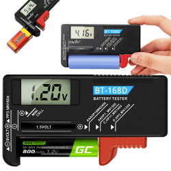 Retoo Schwarz Digitaler Batterietester für Batterie und Akku AAA, AA, CR, Knopfzellenbatterie, 1.5V 3.7V 9V, Anzeige des Ladestatus/Volt, BatteryCheck, Testgerät, Batterieprüfer, Messgerät