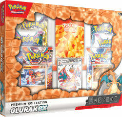 Pokémon-Sammelkartenspiel: Premium-Kollektion Glurak-ex (1 geprägte holografische Promokarte, 2 holografische Karten und 6 Boosterpacks des Pokémon-Sammelkartenspiels) Single
