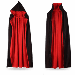Vampir Kostüm Umhang mit Kaputze - für Kinder & Erwachsene, für Halloween & Fasching & Karneval Beidseitig Rot & Schwarz