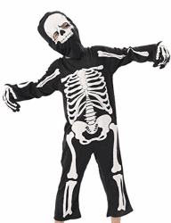 IKALI Kinder Skelett Kostüm, Halloween Glühen im Dunkeln Knochen Fancy Kleid Outfit für Karneval Party 3-10Jahre Skelett 7-8 Jahre