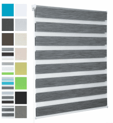 WOLTU Doppelrollo Klemmfix ohne Bohren Marmor Grau B85 x H150 cm, Duo Rollo Zebrarollo Fensterrollo Klemmrollo Seitenzugrollo Easyfix lichtdurchlässig & verdunkelnd Rollos für Fenster und Tür B85 x H150 cm Marmor Grau