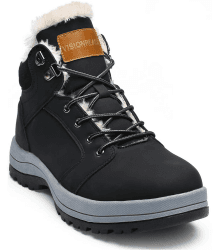 visionreast Warm Gefütterte Winterschuhe Unisex Wasserdicht Wanderschuhe Schneestiefel Winter Trekking Winterboots für Herren Damen Schnürsenkel Rutschfest Outdoor 42 EU Schwarz
