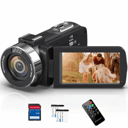 Videokamera 4K 48MP Camcorder mit IR Nachtsicht, 18-Facher Digitalzoom 30FPS Video Kamera Recorder, 3.0-Zoll-LCD Touchscreen Webcam Vlog Kamera für YouTube mit Fernbedienung, SD-Karte und 2 Batterien Swz