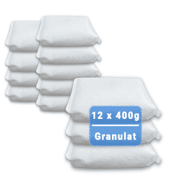 12 x Granulat 400 Gramm (4E) Raumentfeuchter Granulat Luftentfeuchter reduziert Schimmel & Gerüche nachfüllbar Feuchtigkeitskiller 12 x Granulat 400Gramm