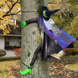 Halloween Deko Outdoor, 163CM großem Halloween Hexe Kracht Gegen Baum Halloween Dekoration, Halloween Hägende Deko, Halloween Hexe Deko, für Vorgarten Patio Veranda Garten Party Dekor 163cm Höhe