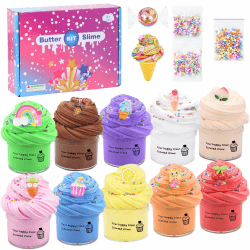 Thedttoy Slime Fluffy Set mit 10 Pack Cloud Schleim,Duftend Putty Spielzeug Schleim Kinder Mini Fluffy Slime Kit mit Zubehör, Fluffy Schleim Butter Slime Set Stressabbau Geschenk für Jungen Mädchen A-10pack