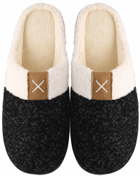 Mishansha Unisex Winter Warm Memory Foam Hausschuhe für Indoor & Outdoor, Gr. 36-47 38/39 EU Onyx Schwarz