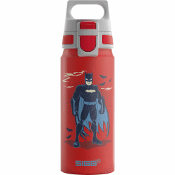 SIGG - Alu Trinkflasche Kinder - WMB ONE - Klimaneutral Zertifiziert - Für Kohlensäurehaltige Getränke Geeignet - Auslaufsicher - Federleicht - BPA-frei - 0,6 14 Batman Standing 0.6 L Single
