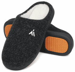 Mishansha Herren Damen Warme Hausschuhe Winter Memory Foam Plüsch Pantoffeln Rutschfest Slippers,Gr.36-48 38 EU Onyx