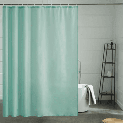 Furlinic 180x200 Duschvorhang aus Stoff, Badvorhang Anti-schimmel und Waschbar, Textile Vorhänge in Badezimmer für Badewanne und Dusche,Minzgrün Duschvorhänge mit 12 Duschvorhangringe. 200.00 x 180.00 cms Minzgrün