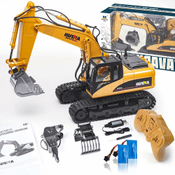 Ferngesteuerter Bagger Ferngesteuert ab 6 8 10 Jahre, 1:14 Rc Bagger Metall Ferngesteuert,3 in 1 Bagger mit Fernbedienung mit Akku und Ladegerät, Geschenke zum Geburtstag Braun