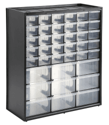 Stanley Aufbewahrungsbox (mit 39 Schubfächern, Maße 36.5 x 43.5 x 15.5 cm, geeignet für Wandmontage) 1-93-981, Mehrfarbig, Klein Single