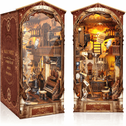 RONSTONE DIY Magische Welt Book Nook Kit, DIY Puppenhäuser Miniatur Haus Kit mit Staubschutzhülle und LED-Licht, 3D Puzzle Buchstützen aus Holz, Kreative Geschenkdekoration für Erwachsene ab 14+