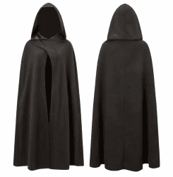 Vampir Kostüm Umhang mit Kaputze - für Kinder & Erwachsene, für Halloween & Fasching & Karneval Beidseitig Schwarz