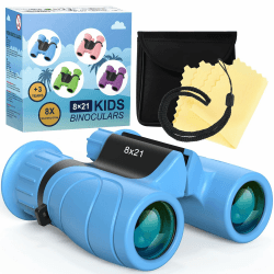 Kizplays® Fernglas für Kinder, 8x21 Ferngläser Klein Fernglas Klein für Erwachsene und Kinder, HD Feldstecher Inklusive Tasche, Vogelbeobachtung, Wandern, Sightseeing, Tierwelt und Sport Blau