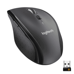 Logitech M705 Marathon Kabellose Maus, 2,4 GHz mit USB-Unifying-Empfänger, 1000 DPI, 5 programmierbare Tasten, 3-Jahres-Batterie, Kompatibel mit PC, Mac, Laptop und Chromebook - Grau Einzelhandelsverpackung