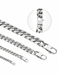 Inscca Halskette Herren Silber Ketten für Herren Edelstahl Kubanische Kette für Jungs Panzerkette Damen 3/6/9/12mm Dünn/Massiv Chirurgenstahl 316L Edelstahlkette Hip-Hop 45/50/55/60/65/70/75 cm 55 cm 01: (Silver) 3mm Breite