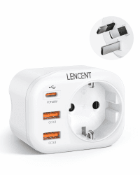 LENCENT Reiseadapter AU CN Adapter Australien China Deutschland Stecker, mit 2 USB QC3,0 + 1 Typ-C PD Anschlüße, Typ I Reisestecker Stromadapter für Australia China Neuseeland Argentinien Steckdose EU auf AU 1 PCS
