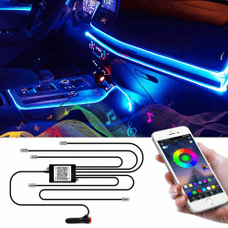 Wilktop LED Innenbeleuchtung Auto 6m LED Auto LED Strip RGB Streifen Licht Neonleuchtleisten Ambientebeleuchtung Innenraumbeleuchtung Lichtleiste Mit App Typ 1
