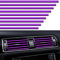 VICDUEKG 10 Stück Auto Lüftungsschlitz Dekoration, 20cm Auto Styling Zierleisten DIY Lüftungsgitter Innenausstattung Streifen, Auto Zubehör Innenraum für die Meisten Lüftungsschlitze (Violett)